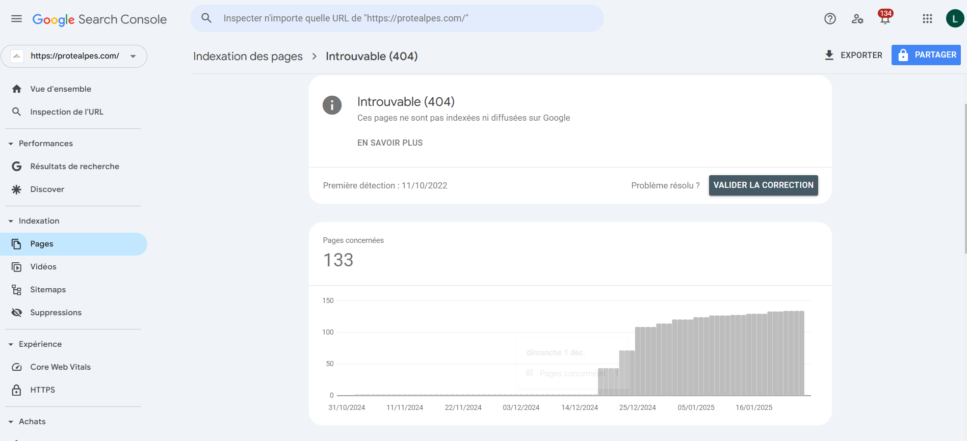 Screen 404 Search Console